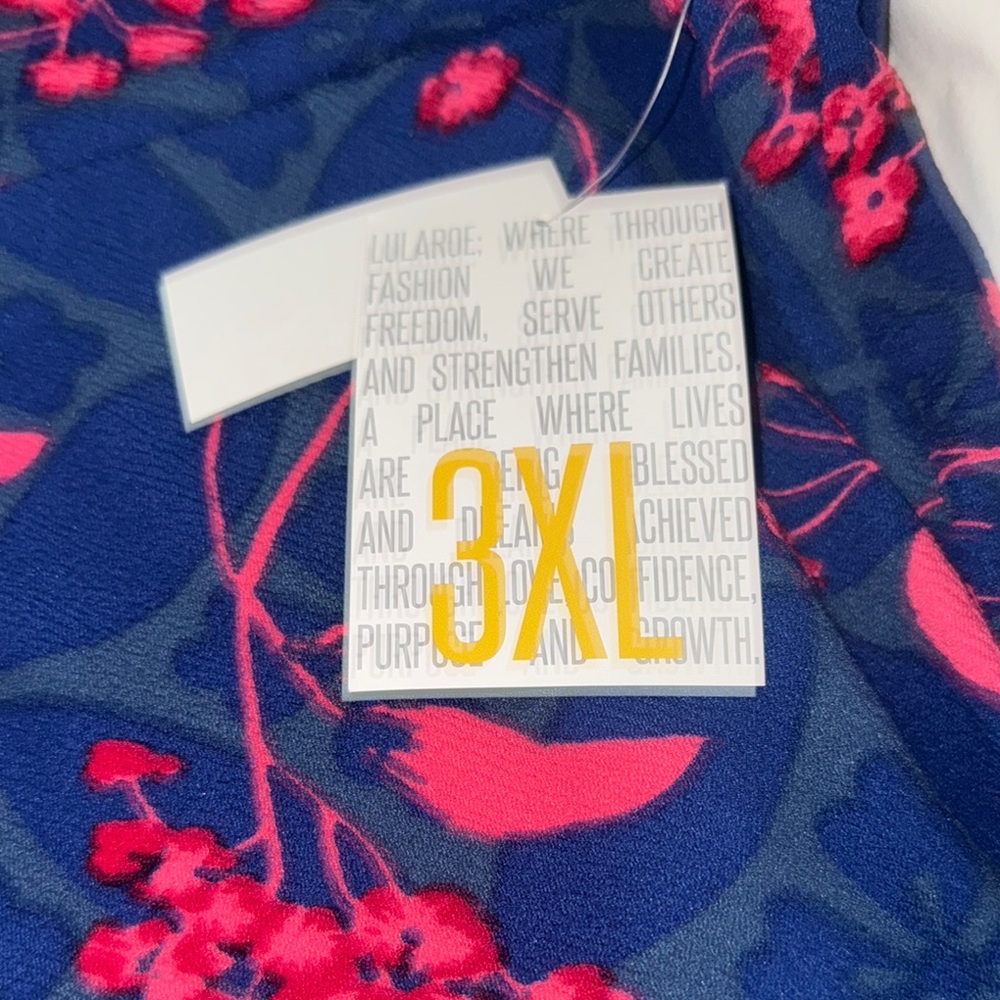 LuLaRoe NWT Floral Blue and Pink Women's Midi Skirt - Picture 3 of 6